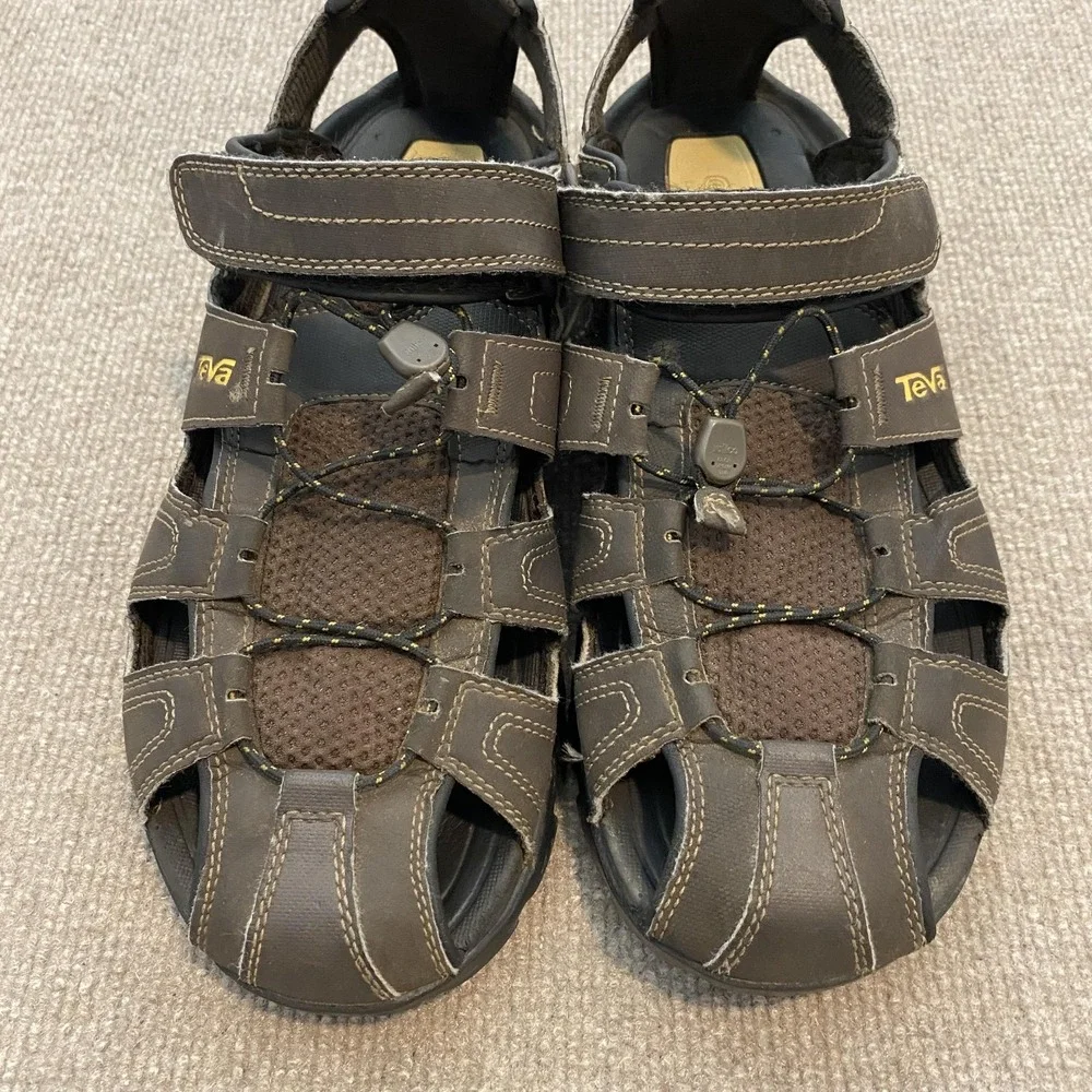 Teva Sandals Mens Size 12 Brown Closed Toe ShocPad Hiking Slip On 1001116